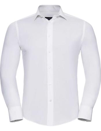 RUSSELL COLECTION Pánska čašnícka košeľa Russel dlhý rukáv -slim fit - 4 farby Biela,XXL
