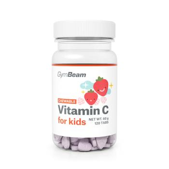 GymBeam Vitamín C tablety na cmúľanie pre deti 120 tabliet jahoda