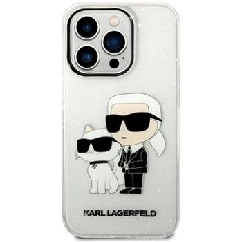 Karl Lagerfeld IML Glitter Karl and Choupette NFT Zadný Kryt pre iPhone 14 Pro Max Transparent (KLHCP14XHNKCTGT)