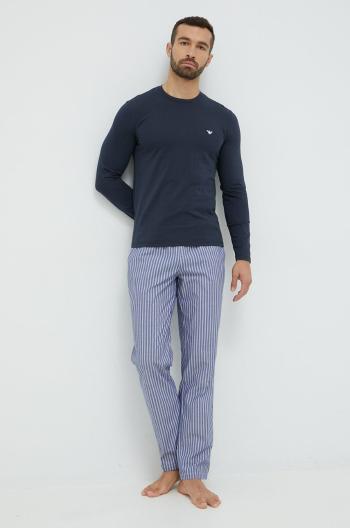Bavlnené pyžamo Emporio Armani Underwear tmavomodrá farba, vzorovaná