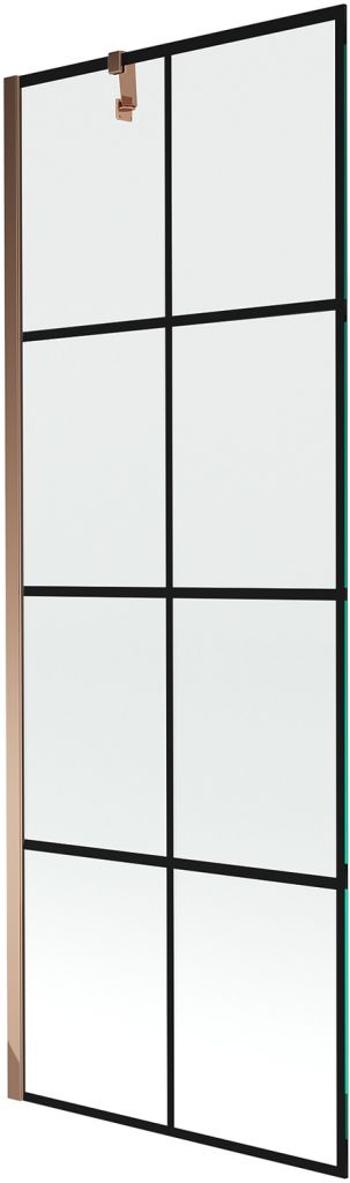 MEXEN/S - Next vaňová zástena FIX 70x150 cm, čierny dekor, ružové zlato 895-070-000-00-77-60
