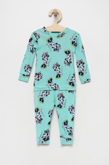 Detské bavlnené pyžamo GAP tyrkysová farba, vzorované