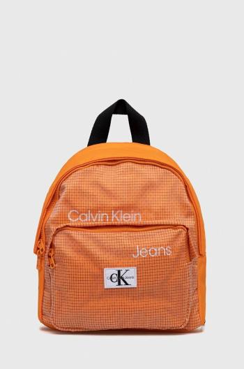 Detský ruksak Calvin Klein Jeans oranžová farba, malý, vzorovaný