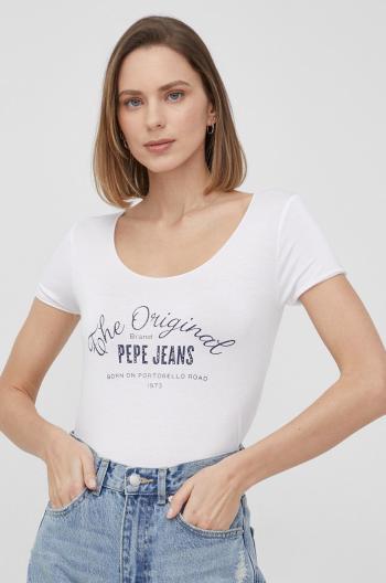 Tričko Pepe Jeans Cameron dámske, biela farba,