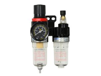 Regulátor tlaku s filtrem a manometrem a přim. oleje, max. prac. tlak 9bar