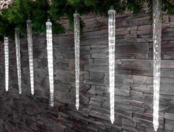 Reťaz MagicHome Vianoce Icicle, 288x LED studená biela, 8 cencúľov, vodopádový efekt, 230 V, 50 Hz, IP44, exteriér, osvetlenie, L-3,50 m, bez adaptéru