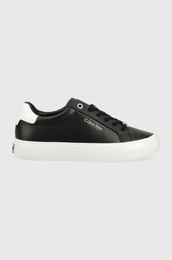 Kožené tenisky Calvin Klein VULC LACE UP čierna farba, HW0HW01406