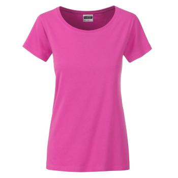James & Nicholson Klasické dámske tričko z biobavlny 8007 - Ružová | L