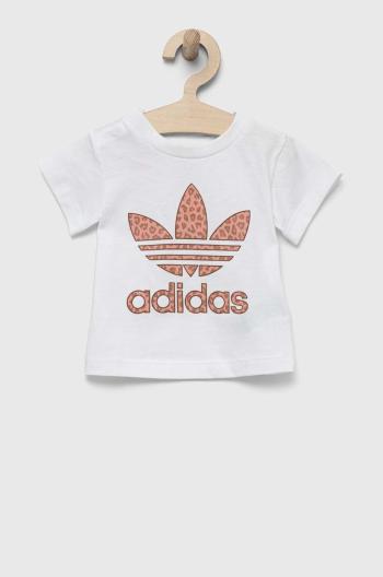 Detské bavlnené tričko adidas Originals biela farba