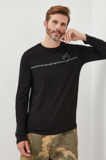 Bavlnené tričko s dlhým rukávom Armani Exchange čierna farba, s potlačou