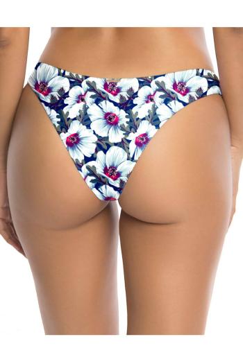 Modro-biele kvetované plavkové nohavičky brazílskeho strihu Cheeky Brazilian Cut Bikini Hibiscus