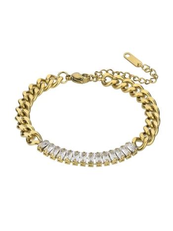 Marc Malone Pozlátený náramok so zirkónmi Fiona White Bracelet MCB23068G