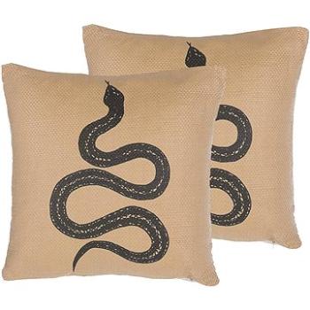 BELIANI, Sada 2 vankúšov s motívom hada 45 × 45 cm béžovo čierna MANORA, 257511 (beliani_257511)