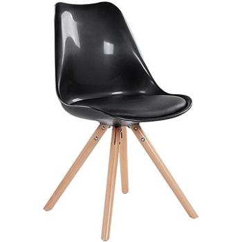 Čierna jedálenská stolička s koženým sedákom DAKOTA, 57944 (beliani_57944)