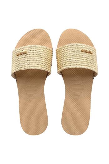 Šľapky Havaianas YOU MALTA METALLIC dámske, zlatá farba, 4147312.0570