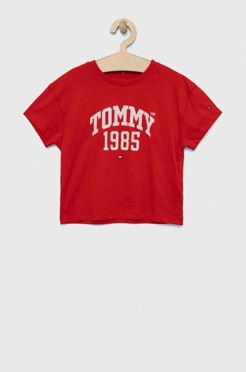 Detské bavlnené tričko Tommy Hilfiger Červená farba