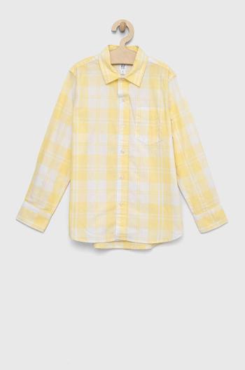Detská bavlnená košeľa GAP žltá farba