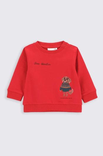 Tričko s dlhým rukávom pre bábätká Coccodrillo červená farba, s potlačou