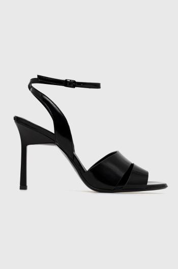 Kožené sandále Calvin Klein GEO STIL SANDAL 90HH čierna farba, HW0HW01462