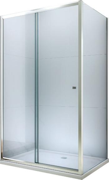 MEXEN/S - Apia sprchovací kút posuvný 100x100 cm, sklo transparent, chrom + vanička 840-100-100-01-00-4010