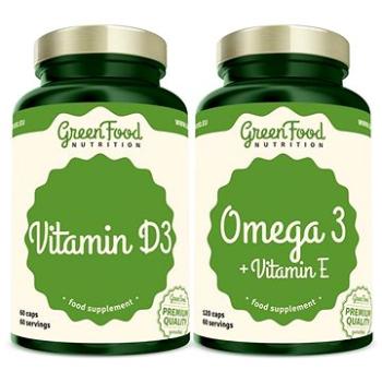 GreenFood Nutrition Omega 3 + Vitamín E 120 cps +Vitamín D3 60 cps. (8594193928125)