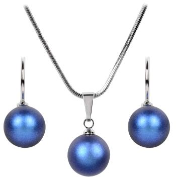 Levien Súprava náhrdelníka a náušníc Pearl Iridescent Dark Blue