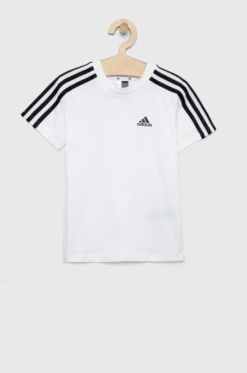 Detské bavlnené tričko adidas LK 3S CO biela farba, vzorovaný