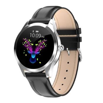 NEOGO SmartWatch Glam, dámske smart hodinky, čierne/kožené