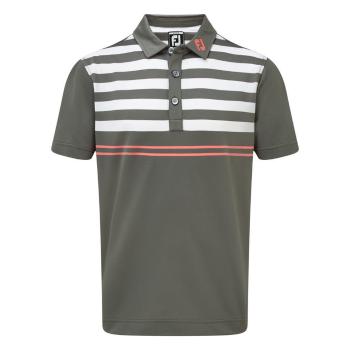 Footjoy Stretch Pique with Graphic Stripes Granite/White/Watermelon S Polo košeľa