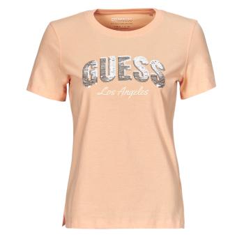 Guess  SEQUINS LOGO TEE  Tričká s krátkym rukávom Ružová