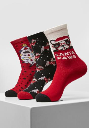 Urban Classics Pug Christmas Socks 3-Pack multicolor - 43–46