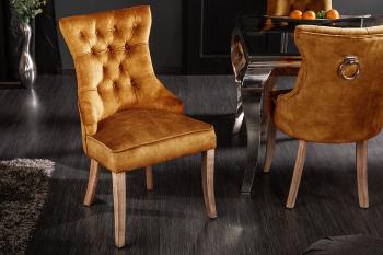 LuxD 25502 Dizajnová stolička Queen zamat horčicová žltá