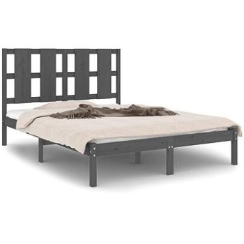 Rám postele sivý masívna borovica 140 × 190 cm, 3105582