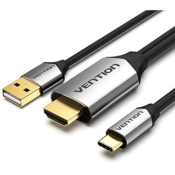 Vention Type-C (USB-C) to HDMI Cable with USB Power Supply 1,5 m Black Metal Type (CGTBG)