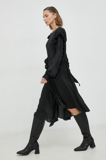Šaty Remain čierna farba, midi, áčkový strih