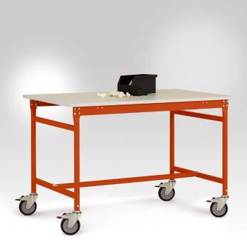 Manuflex LB4086.2001 ESD príručný stolík BASIS pojazdný s plastovou stolovou doskou v červeno-oranžovej farbe RAL 2001,