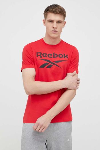 Bavlnené tričko Reebok červená farba, s potlačou