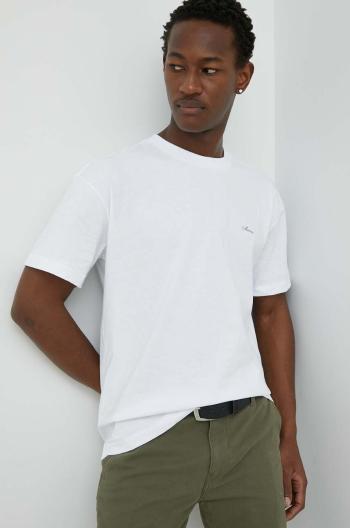 Bavlnené tričko Mercer Amsterdam biela farba, jednofarebné