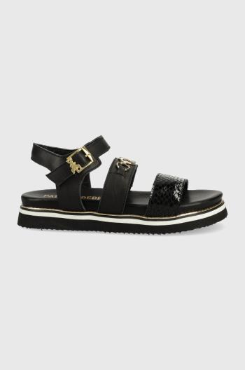 Detské kožené sandále Patrizia Pepe čierna farba