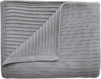 Mushie Pletená detská deka z organickej bavlny (80x100cm), pásiková - Gray