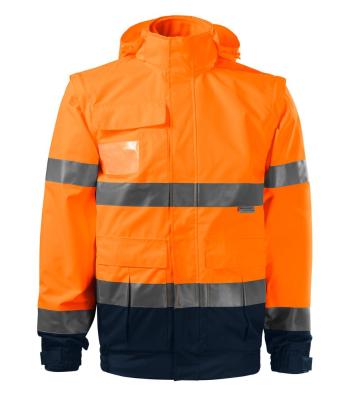 MALFINI Reflexná bunda HV Guard 4 in 1 - Reflexná oranžová | L