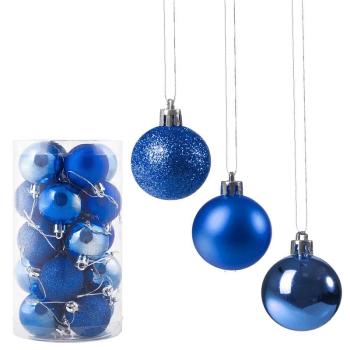 Vianočné banky tmavo modré mix - 4cm, sada 20ks