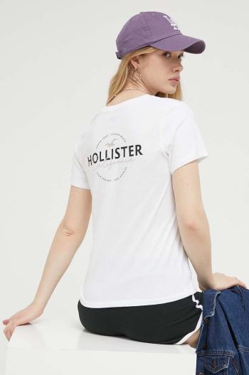 Bavlnené tričko Hollister Co. biela farba