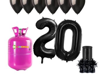 HeliumKing Hélium párty set na 20. narodeniny s čiernymi balónmi