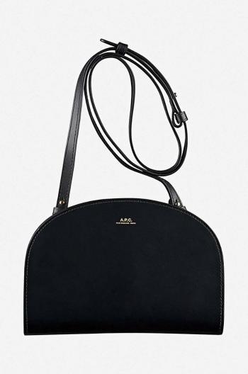 Kožená kabelka A.P.C. Demi Lune Clutch Demi-lune PXAWV-F61596 BLACK čierna farba