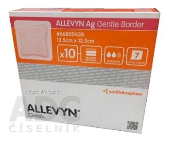 ALLEVYN Ag Gentle Border Krytie na rany 12,5x12,5 cm, adhezívne krytie so silikónom s obsahom striebra 1x10 ks