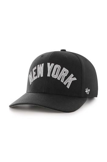 Šiltovka s prímesou vlny 47brand MLB New York Yankees čierna farba, s nášivkou