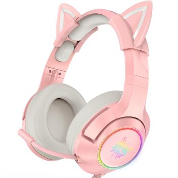 ONIKUMA K9 RGB WIRED GAMING HEADSET WITH CAT EARS PINK