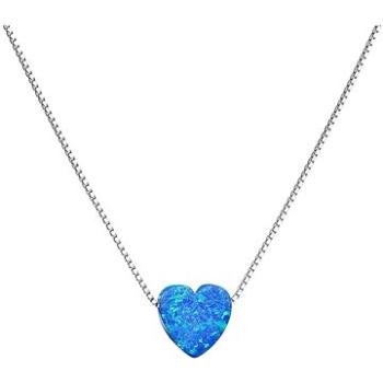 EVOLUTION GROUP Strieborný náhrdelník so syntetickým opálom modré srdce 12048.3  (Ag, 925/1000, 1,0 (8590962120523)