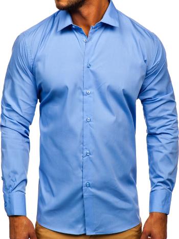 Modrá pánska elegantná košeľa s dlhými rukávmi Bolf SM39
